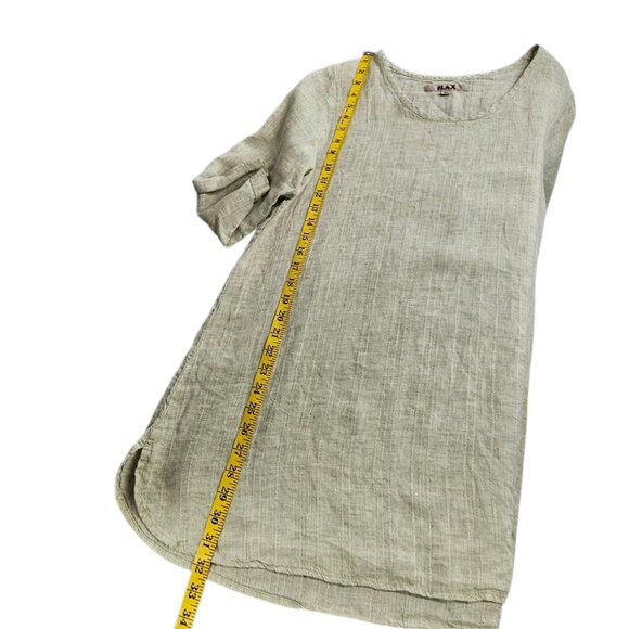 FLAX Womens 100% Linen 3/4 Sleeve Tunic Shirt, Green, lagenlook, Size M - Picture 8 of 8